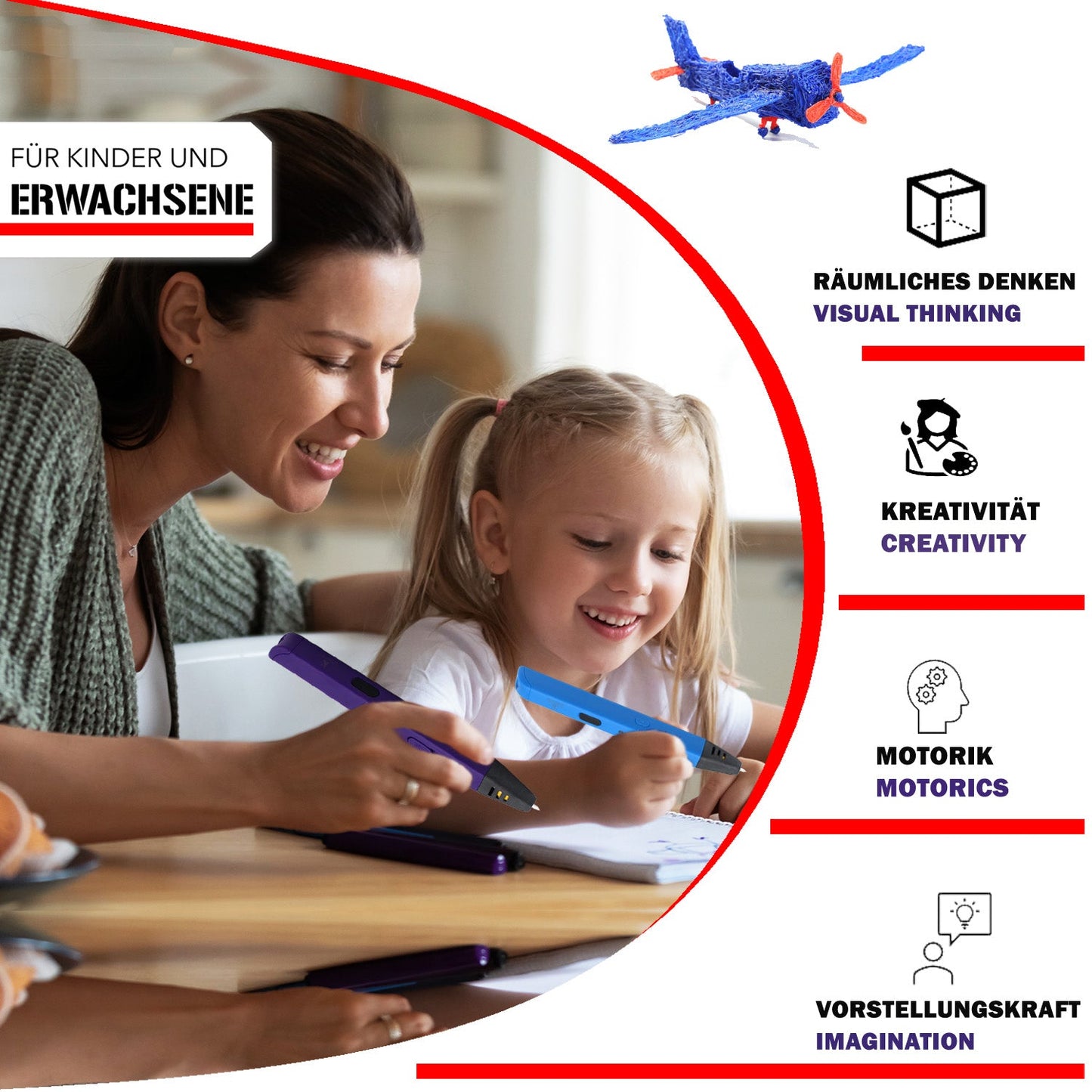 3D Stift mit Filamenten, Klassisches Modell für Kinder und Erwachsene