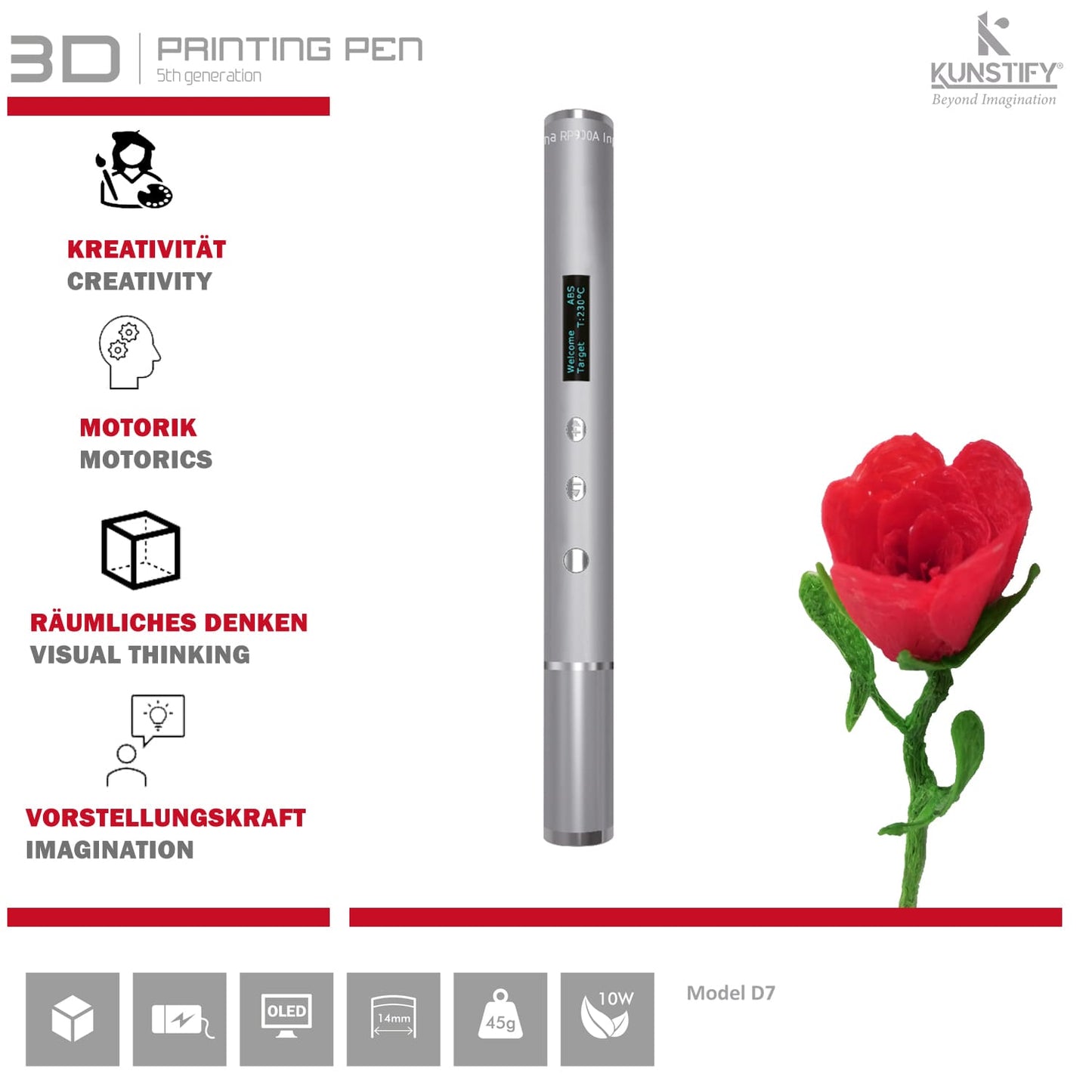 3D Stift mit Aluminium Gehäuse, hochwertiges Design