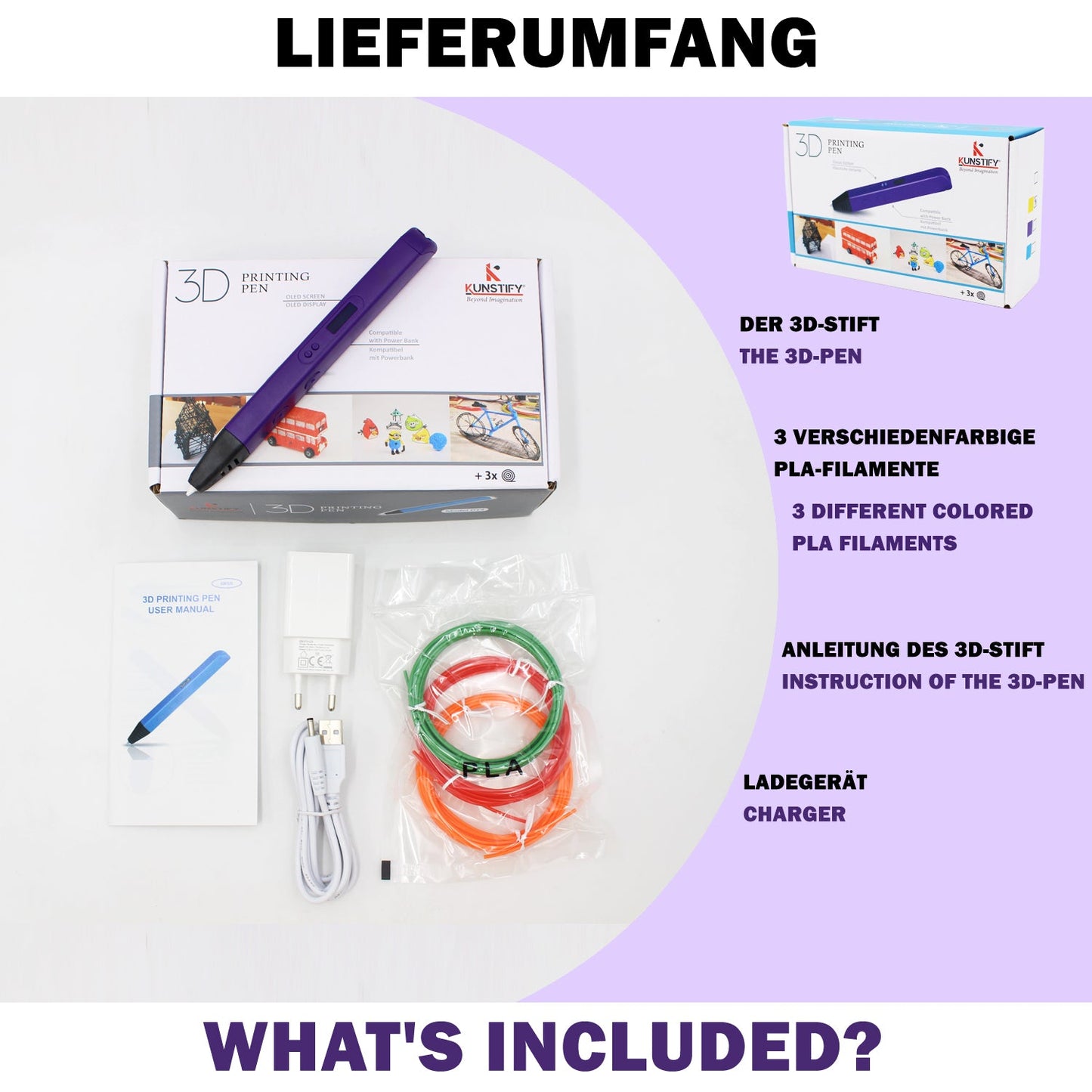 3D Stift mit Filamenten, Klassisches Modell für Kinder und Erwachsene