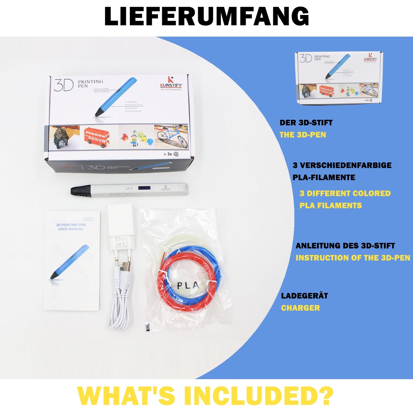 3D Stift mit OLED Screen, Profimodell für Kinder und Erwachsene
