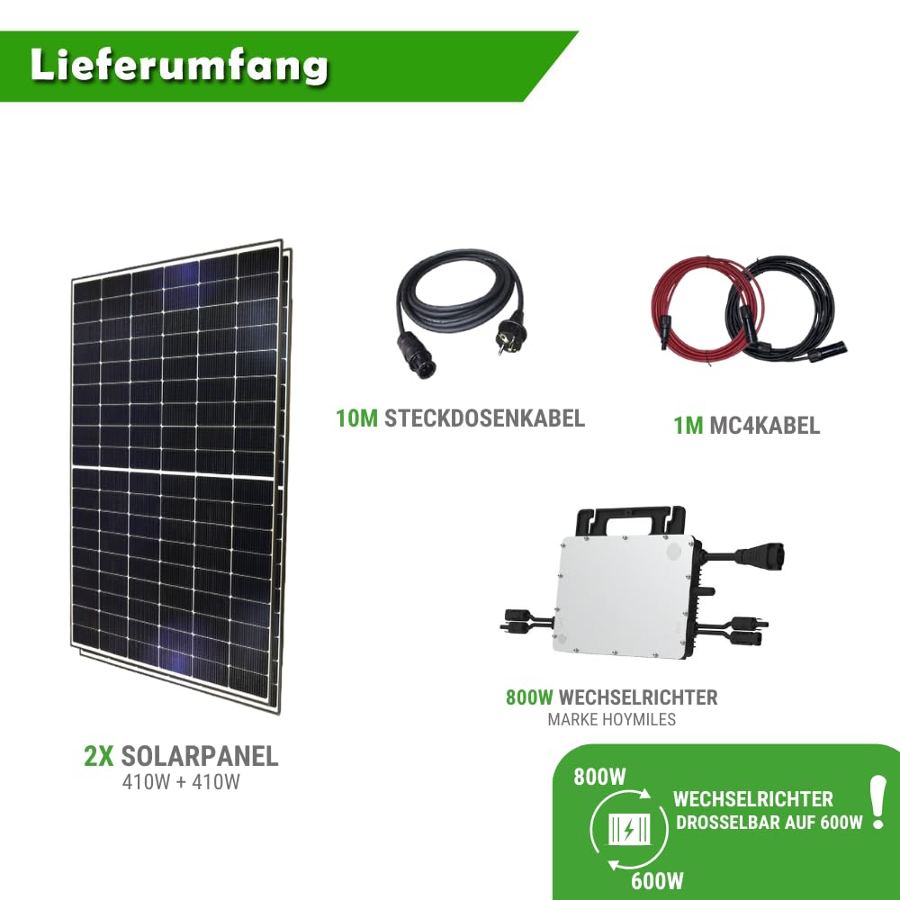 Set 36 - Balkonkraftwerk - 800W Wechselrichter + 10m Betteri Kabel + MC4 Kabel