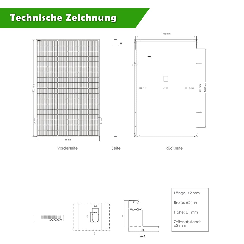 Balkonkraftwerk - 1 Solarmodul+Wechselrichter+Betterie Kabel