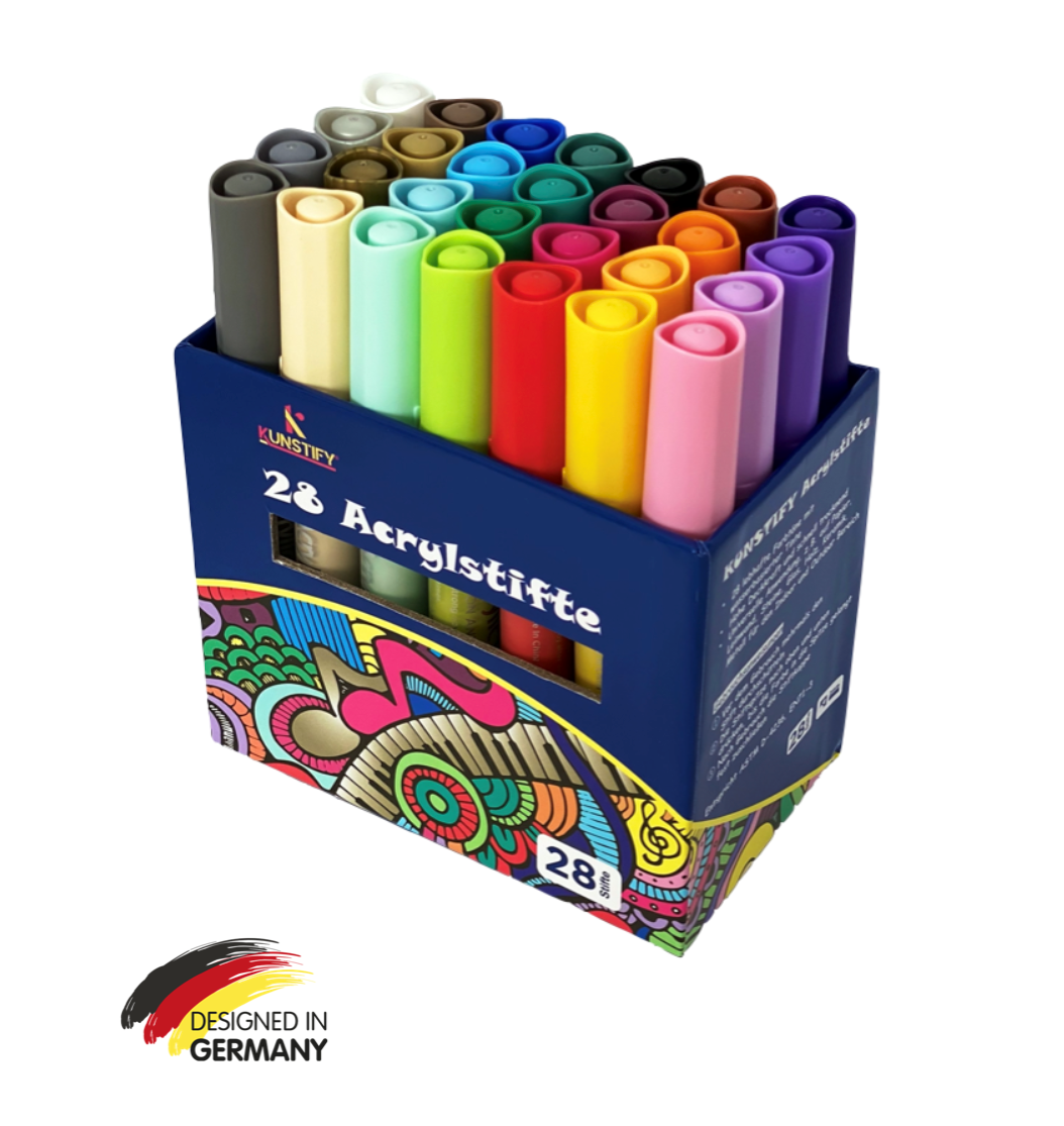 28 Acrylstifte Farbenset - 2mm StrichstÀrke - Das Allrounder Paket