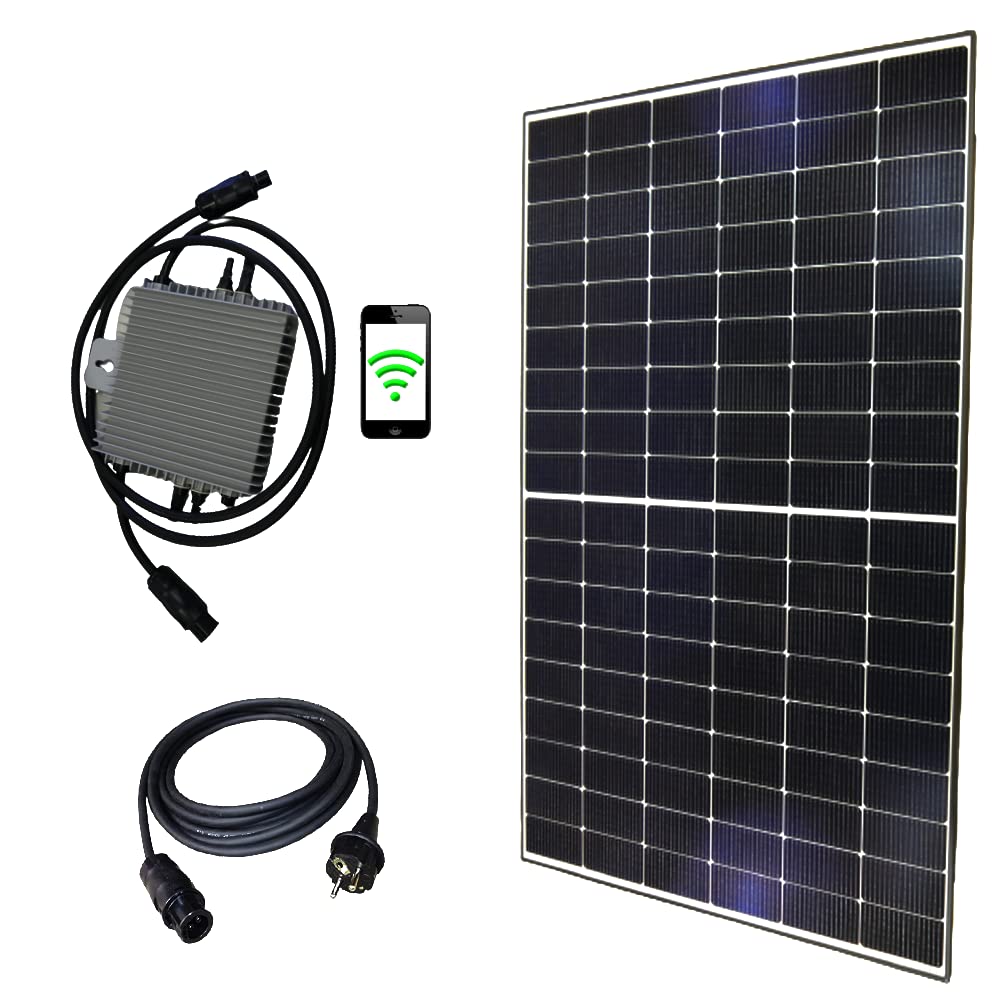 Balkonkraftwerk - 1 Solarmodul+Wechselrichter+Betterie Kabel