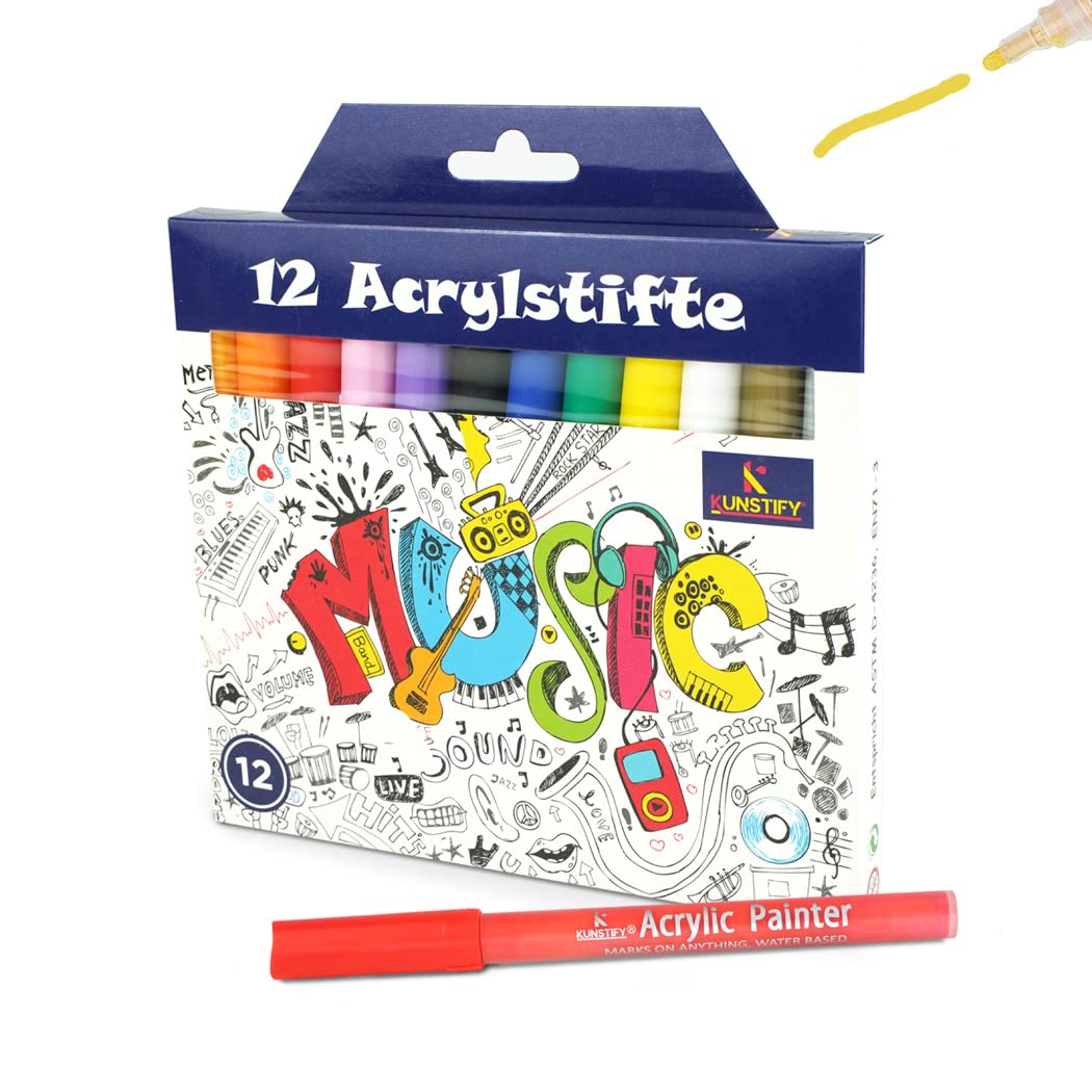 Acrylstifte - 12 Farben - DĂŒnne Spitze