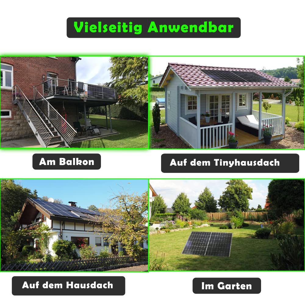 Balkonkraftwerk - 1 Solarmodul+Wechselrichter+Betterie Kabel