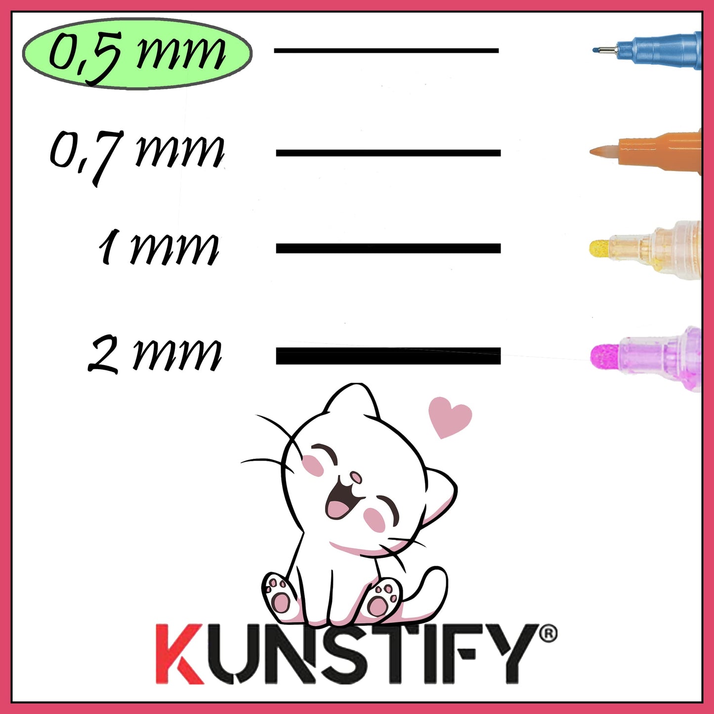 Acrylstifte - 12 Farbenset - 0.5mm Katzen Design