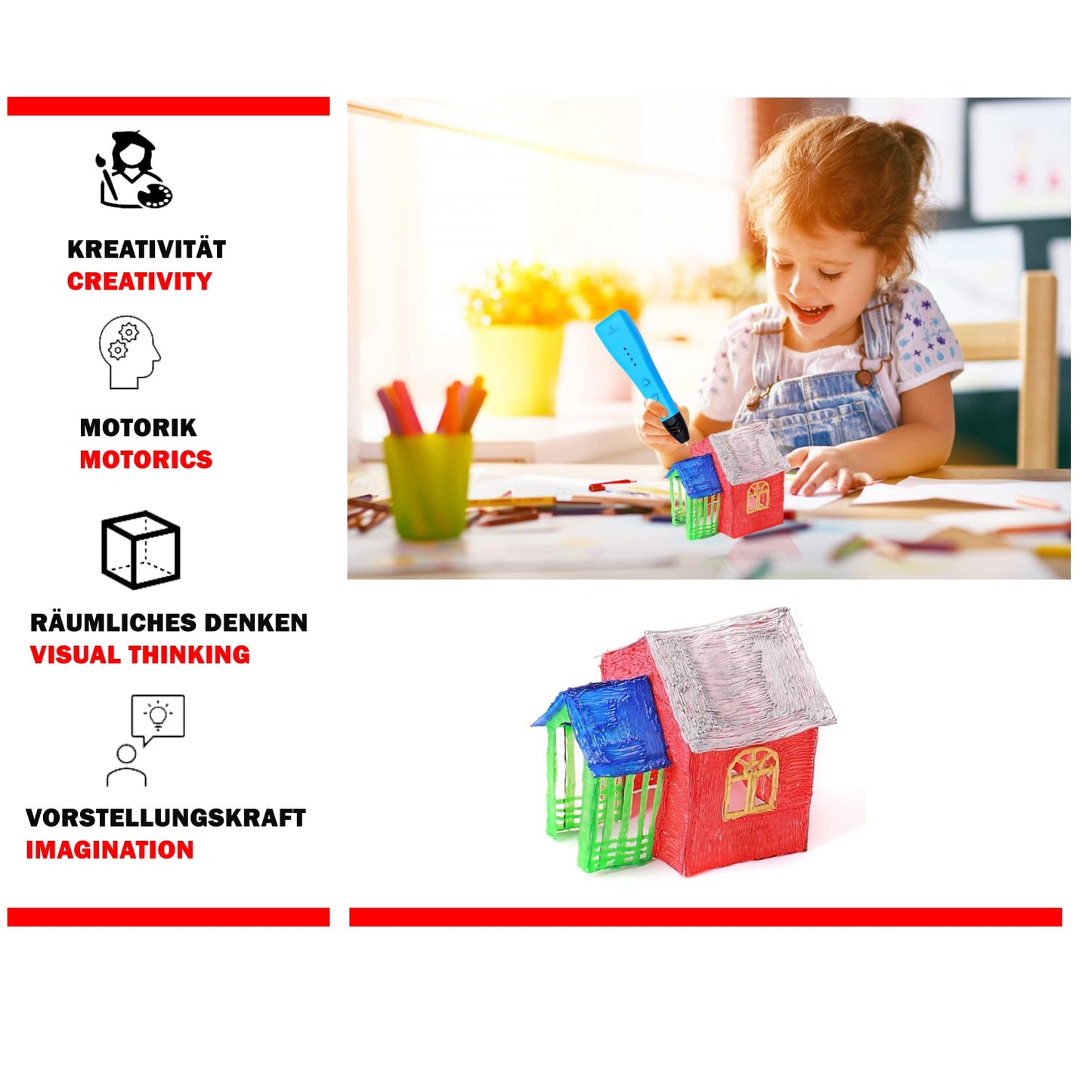3D Stift mit Filamenten, Einsteigermodell für Kinder und Erwachsene