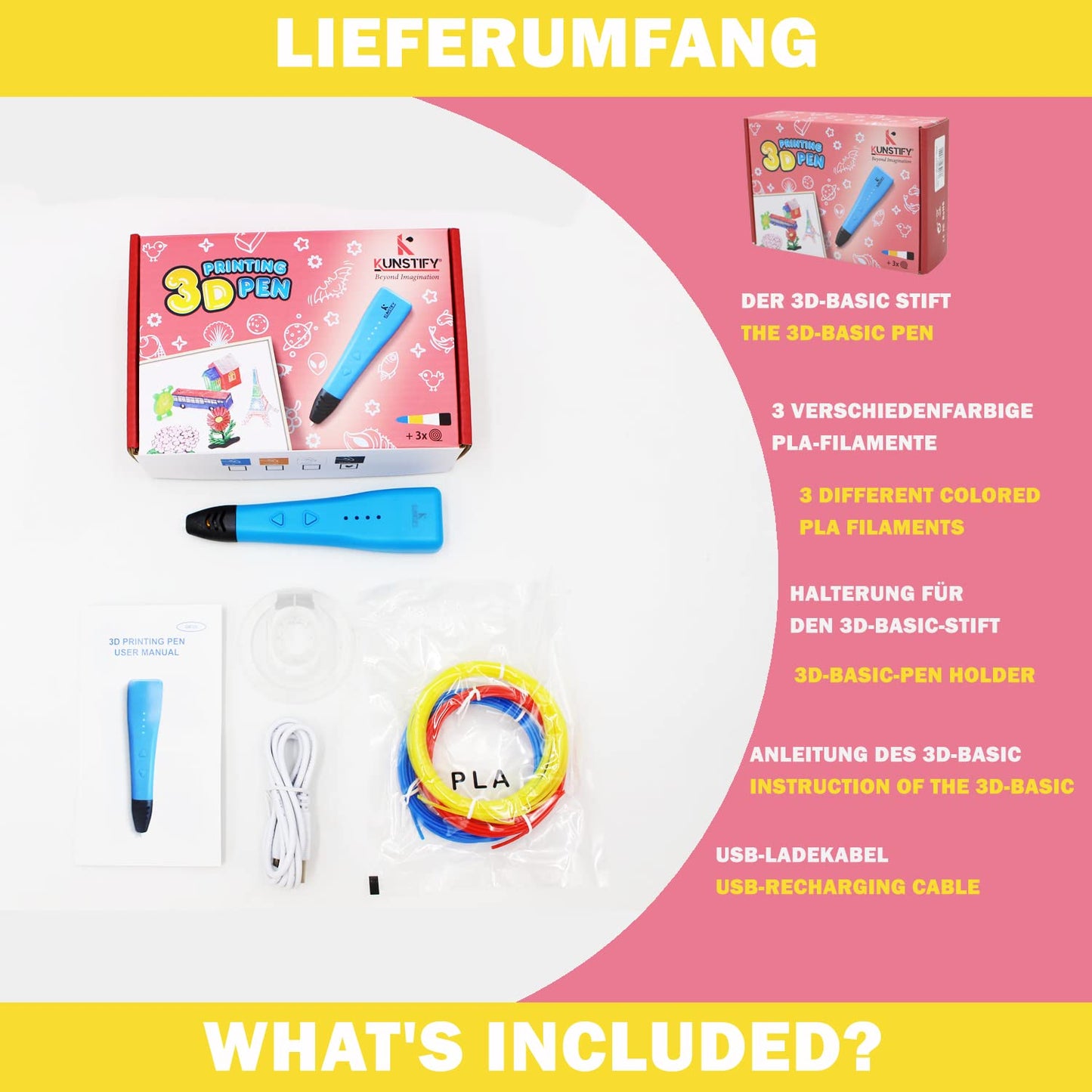 3D Stift mit Filamenten, Einsteigermodell für Kinder und Erwachsene