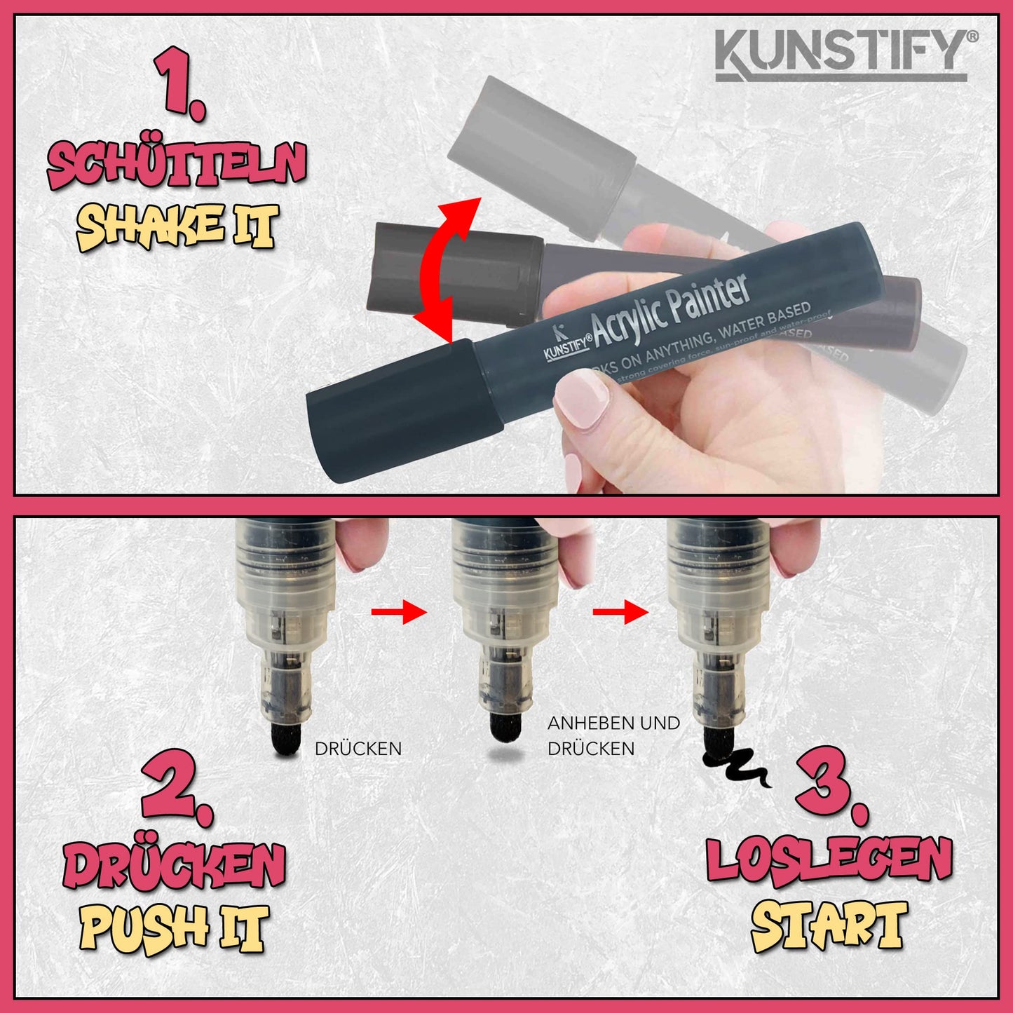 Acrylstifte - 12 Farbenset - 0.5mm Katzen Design