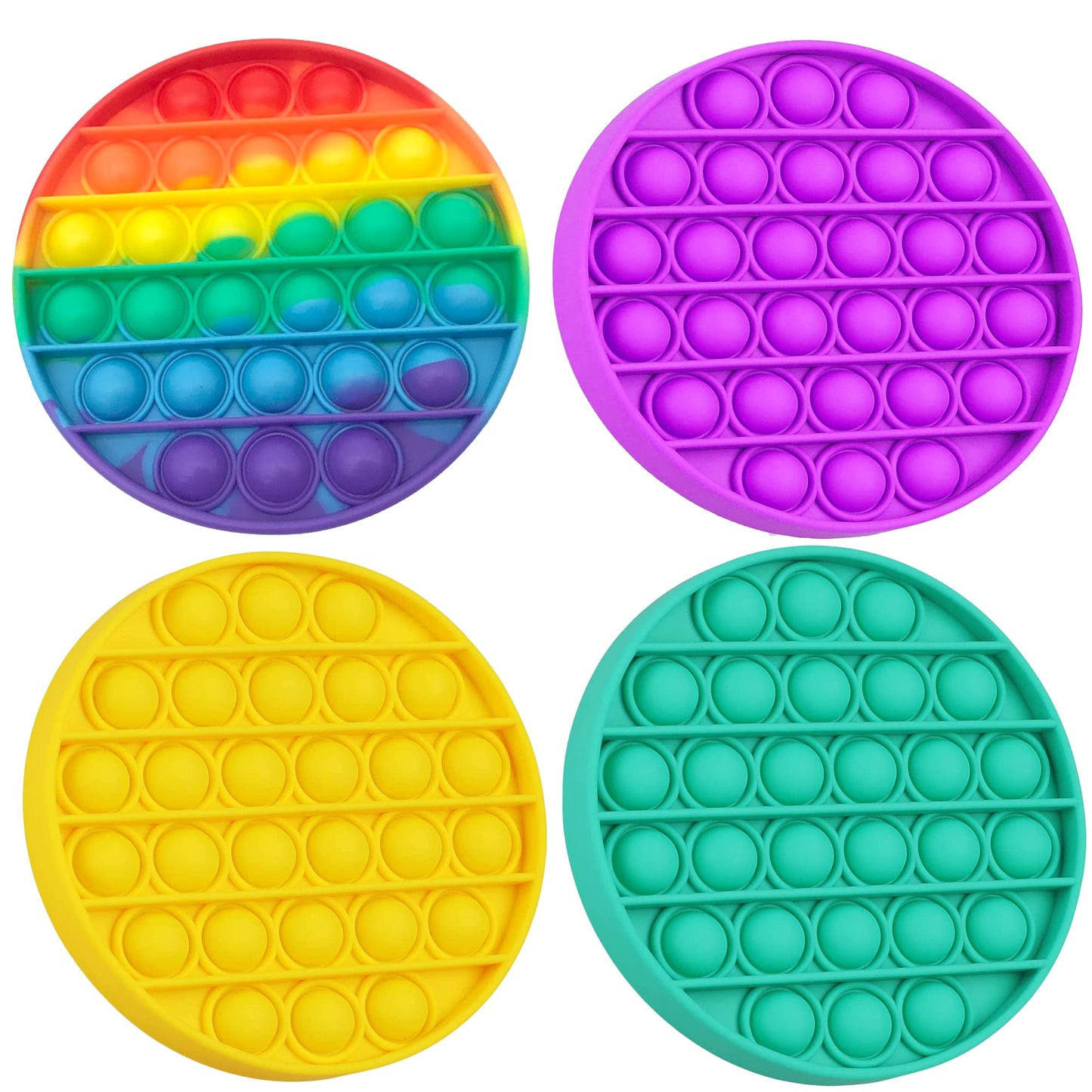 POP IT - rund Set - Regenbogen Lila Grün Gelb