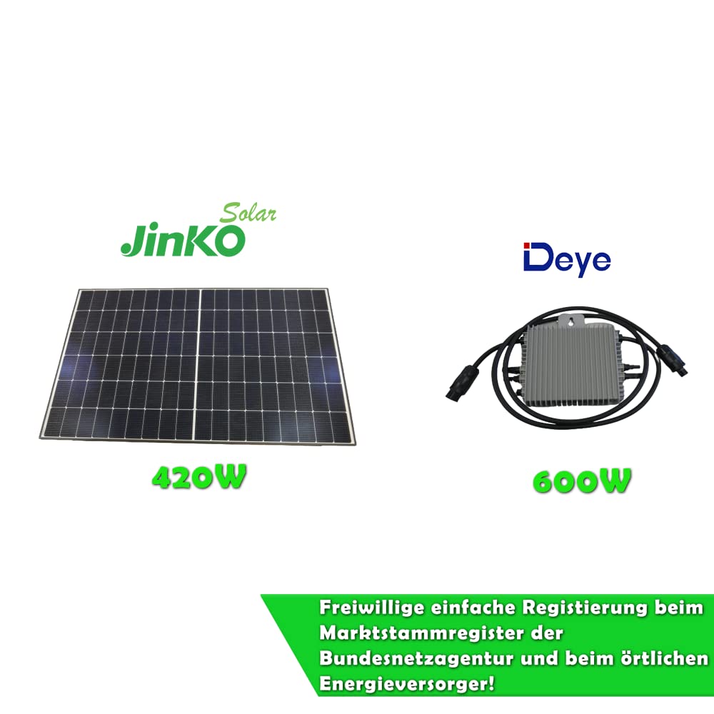 Balkonkraftwerk - 1 Solarmodul+Wechselrichter+Betterie Kabel