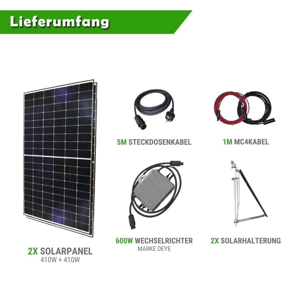 Set 31 - Balkonkraftwerk - 600W Deye + 5m Betteri Kabel + Solarmodul-Halterung + MC4 Kabel