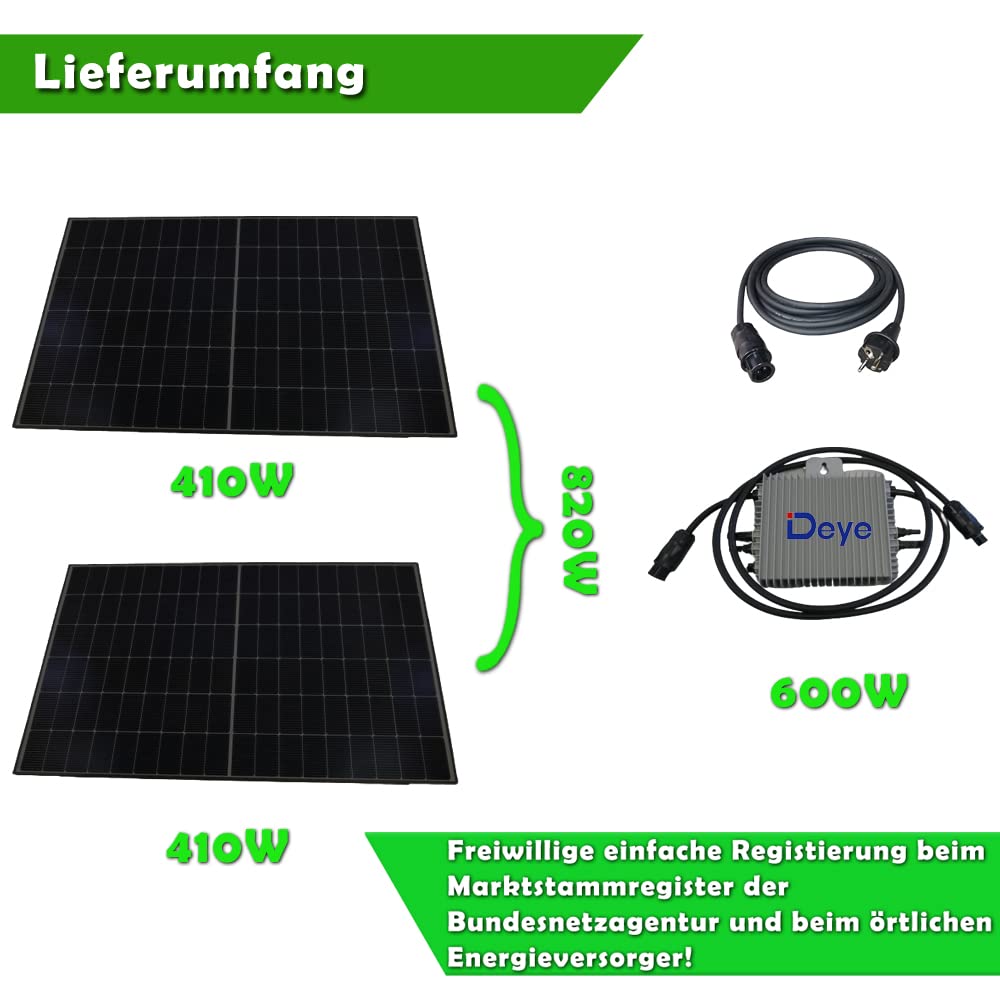 Set 42 - Balkonkraftwerk fullblack - 600W Deye + 10m Betteri Kabel