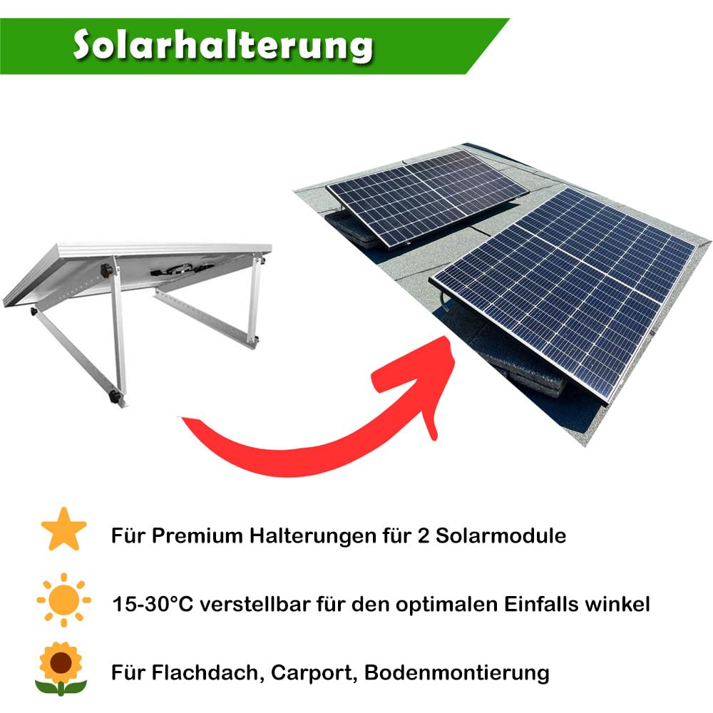Set 50 - Balkonkraftwerk - 4x Solarmodule - 1500W Wechselrichter + 10m Betteri Kabel + Solarmodul-Halterung