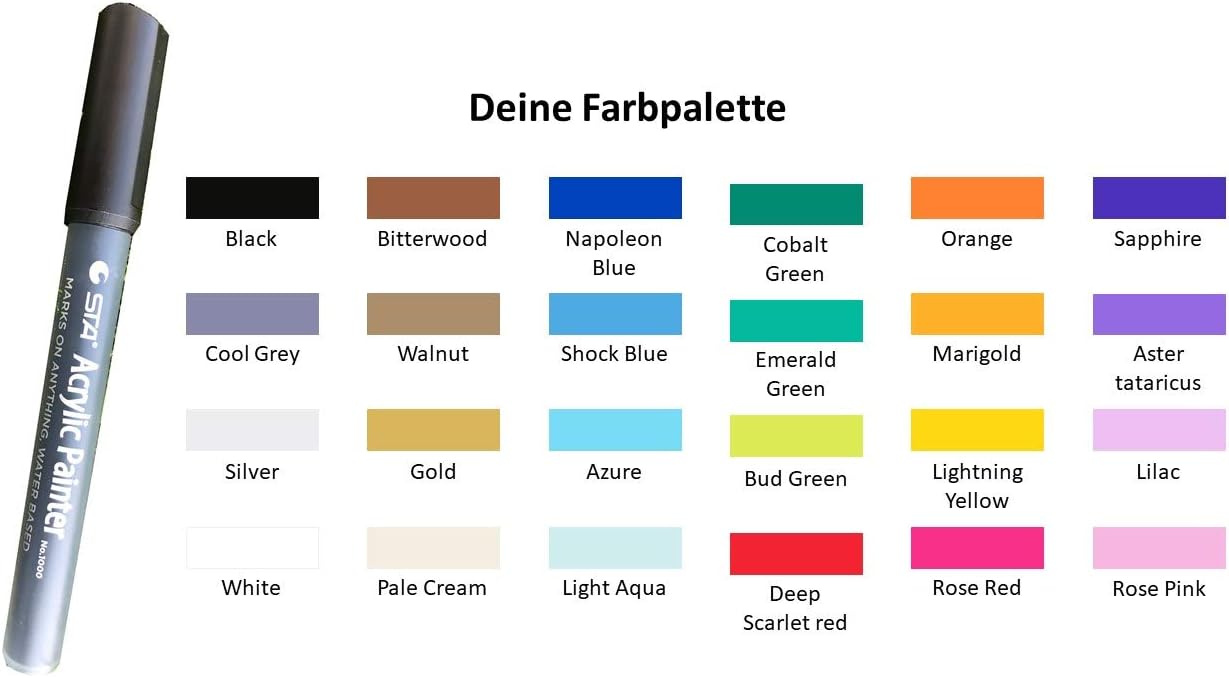 10 Acrylstifte in Pastellfarben - 2mm Strichstärke - Für schwarzen Hintergrund