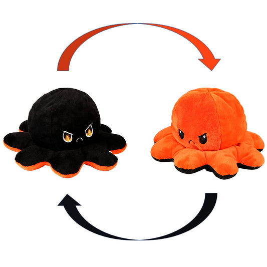 Oktopus Kuscheltier - Schwarz / Orange