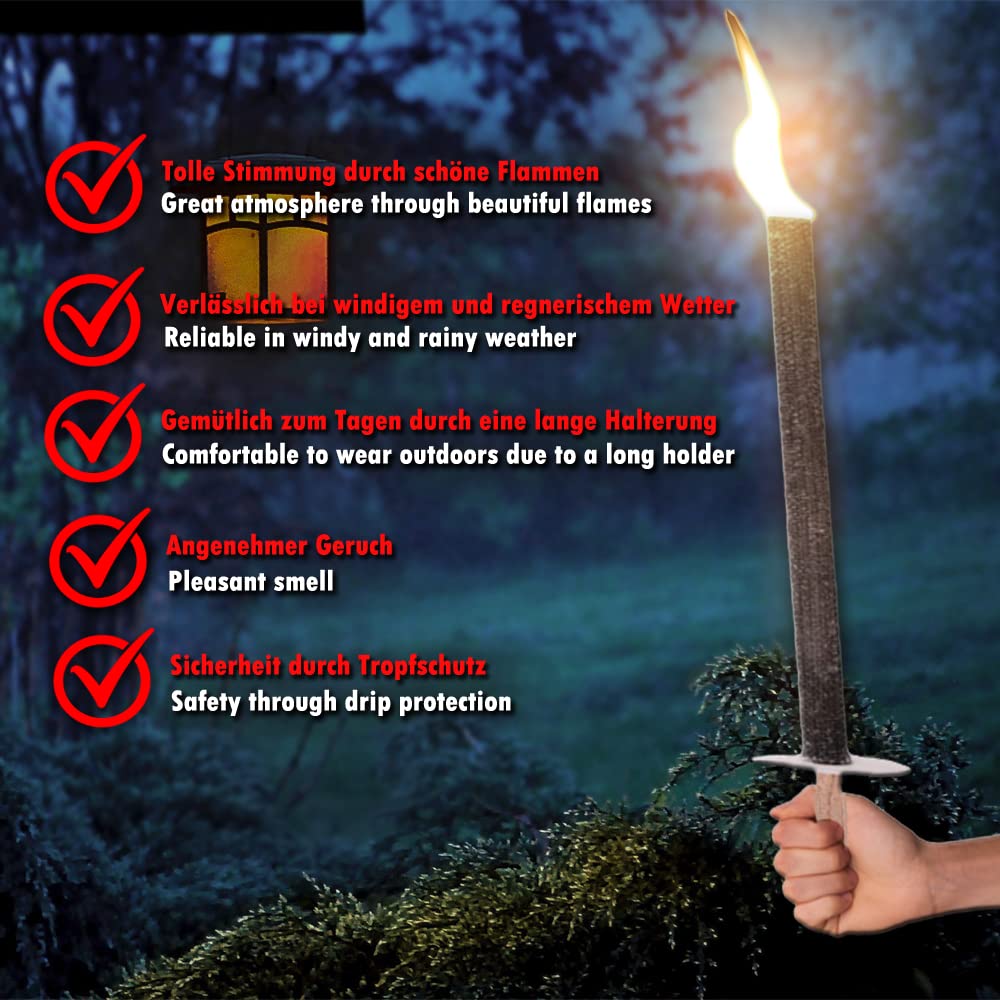 Wachsfackeln - 10 Stück - 60 min