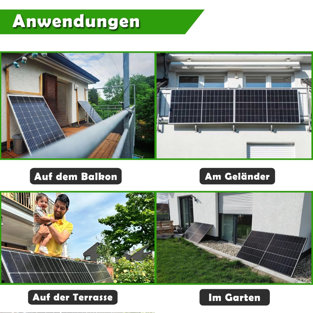 Set 49 - Balkonkraftwerk - 4x Solarmodule - 1500W Wechselrichter + 10m Betteri Kabel